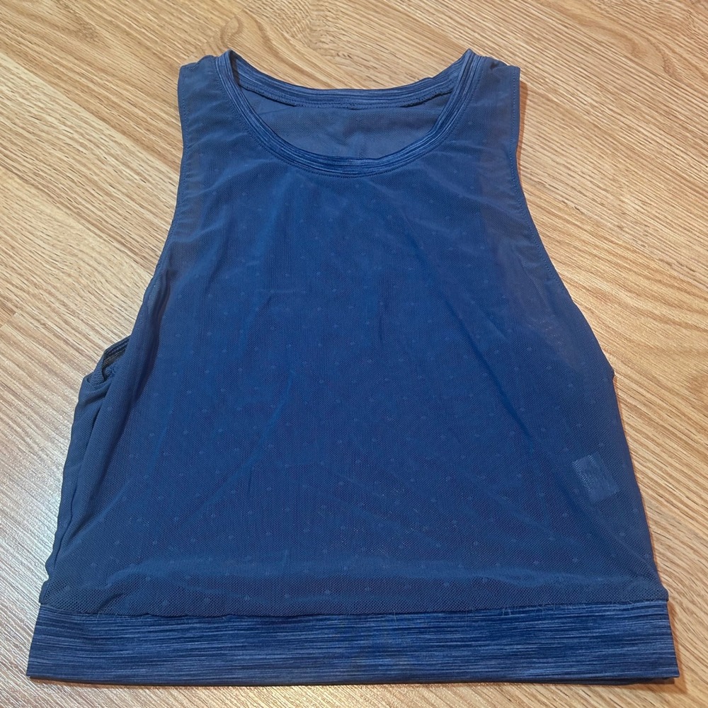 Zyia Active Womens Blue Mesh Polka Dot Cropped Tank Top Size Small High Neck